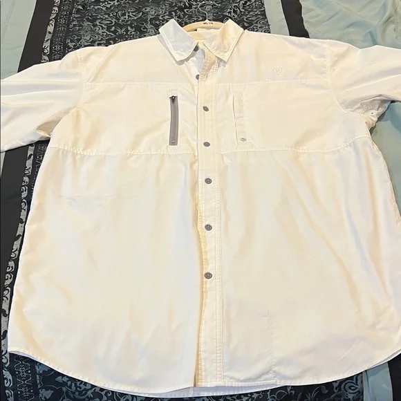 Ariat Men's Casual Button Down Shirt - White - Picture 1 of 10